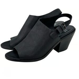 Eileen Fisher Glance Leather Peep-toe Slingback Heels